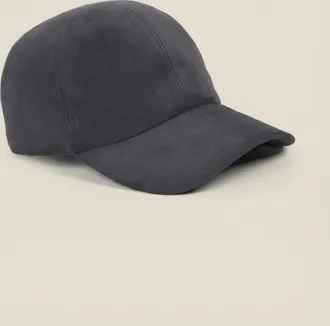 Luca Faloni Steel Blue Leather Baseball Cap