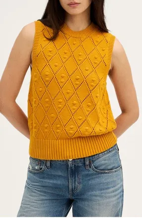 Madewell Zendaya Cotton Sweater Vest in Golden Saffron at Nordstrom, Size X-Small
