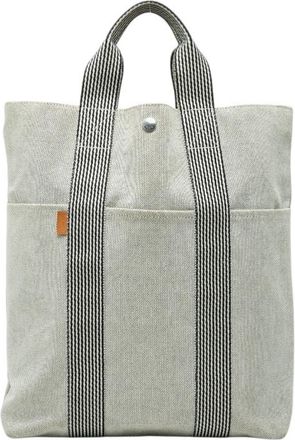 Herm&egrave;s Gray Canvas Tote Bag (Pre-Owned)