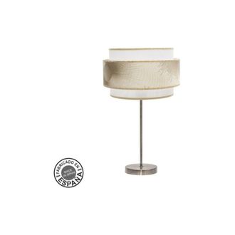 Fabrilamp L&aacute;mpara De Sobremesa Alto Nepal 1xe27 Cuero/blanco/oro 30d - Fabrilamp