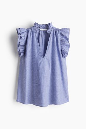 H&M Bluse mit Volants - Blau/Gestreift