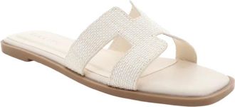Billini Gordy Flat Sandals In Cream Raffia