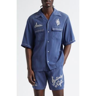 Amiri Saturday Night Camp Shirt in Navy at Nordstrom Rack, Size Medium