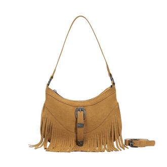 Generic Vintage Autumn Winter Womens Crossbody Bag - Scrub Leather Shoulder Handbag with Tassel for Casual Use(Brown)