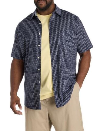 Nautica Big & Tall Rope-Printed Sport Shirt in Navy Seas at Nordstrom, Size Xx-Large