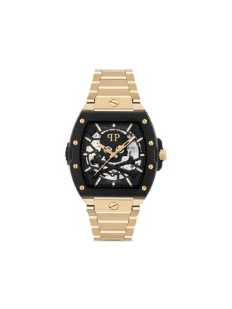 Philipp Plein The $keleton 2.0 44mm - men - Mineral Glass/stainless steel/Yellow Gold Plated Stainless Steel - One Size - Black
