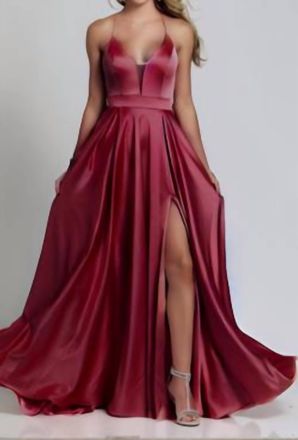 Dave & Johnny Red Strappy A-Line Gown