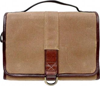 Boconi Mens Waxed Canvas Hanging Travel Kit In Wheat