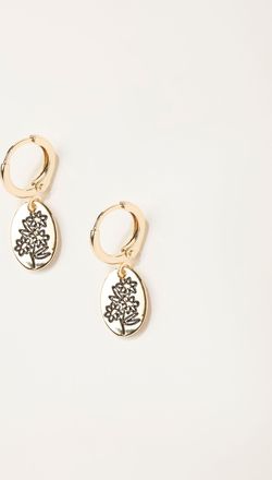 Fat Face FatFace Gold Tone Etched Flower Drop Earrings