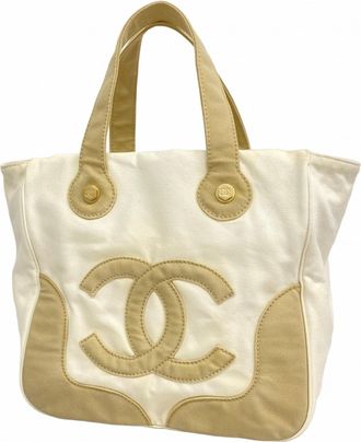 Chanel White Canvas Tote Bag (Pre-Owned)