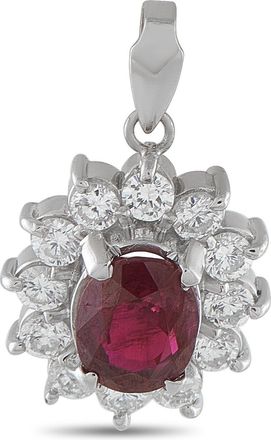 Luxury Bazaar Platinum 0.52ct Diamond and Ruby Pendant MF06-010226
