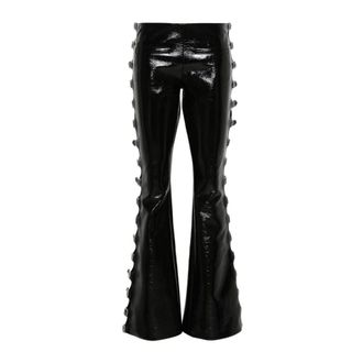 Courr&egrave;ges Broeken, Dames, Zwart, M, Katoen, Flared Vinyl Broeken