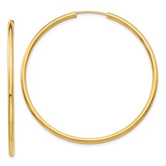 Diamond2Deal 10k Yellow Gold Round Endless Hoop Earrings 2.31g