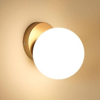 OEM Aplique De Pared Moderno E27 En Cristal De 15 Cm - Pantalla Esmerilada - Montaje En Pared O Techo - Para Sal&oacute;n, Dormitorio, Pasillo - Dorado