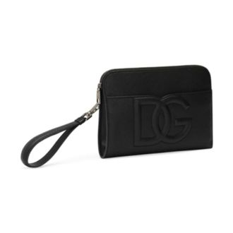 Dolce & Gabbana Wallets & Cardholders, male, Black, Size: ONE SIZE Clutch with Embossed Logo