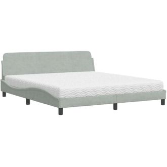 vidaXL Vidaxl - Cama Con Colch&oacute;n Terciopelo Gris Claro 180x200 Cm