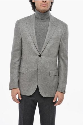 Corneliani Silk and Cashmere Herringbone 2 Buttons Blazer size 50