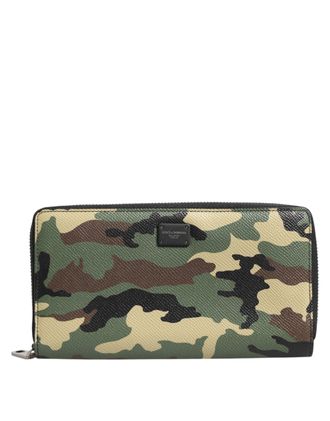 Dolce & Gabbana Multicolor Camouflage Logo Rits Rondom Continentale Portemonnee
