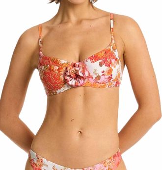 Sea Level Australia Womens Daisy Field Balconette Bikini Top In Coral