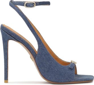Kazar Blauwe Denim Hakken Sandalen - Dames - Sandalen met hakken - Blauw - 39 EU - Denim - Schoenen