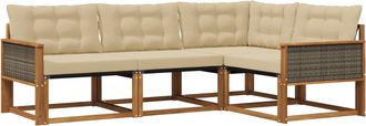 vidaXL Conjunto De Sof&aacute;s De Exterior 4 Uds. Natural Y Beige Vidaxl