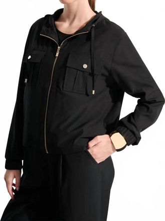Joseph Ribkoff Hooded Boxy Utility Jacket Style In Black