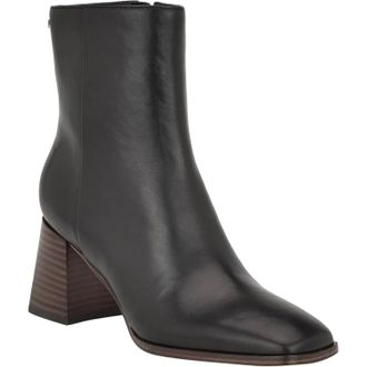 Calvin Klein Broma Womens Black Leather Square Toe Ankle Bootie LION773