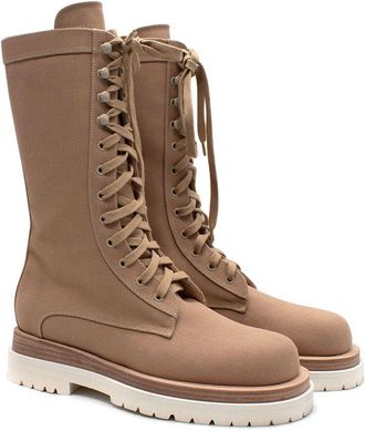 Magda Butrym Soft Denim Tan Combat Boots Size 39