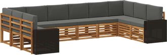 vidaXL Conjunto De Sof&aacute;s De Exterior 10 Uds. Natural Y Antracita Vidaxl