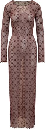 Marine Serre monogram long-sleeve maxi dress - Purple