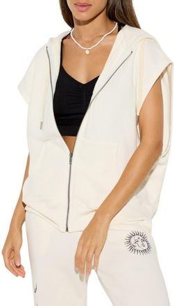 Spiritual Gangster Power of Sun Full Zip Hoodie in Vintage White at Nordstrom, Size X-Small