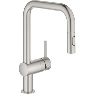 GROHE Minta Mezclador Monomando De Fregadero Con Teleducha Extra&iacute;ble De 2 Rociadores, Supersteel (32322dc2) - Grohe