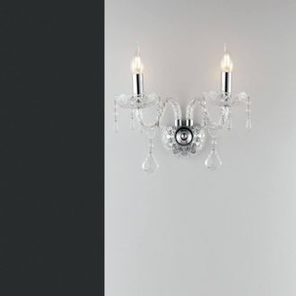 Netlighting INCANTO Twin 2 Light Candle Wall Light Chrome Crystal 40x34x18cm in Silver | Size: 40 x 34 x 18 cm