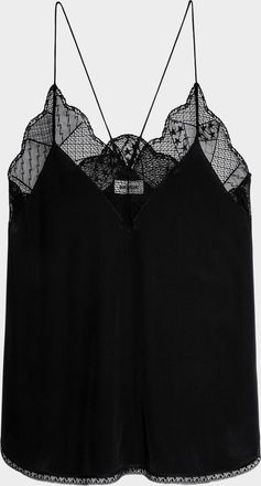 Zadig&Voltaire Christy Lace-Trim Crepe de Chine Cami