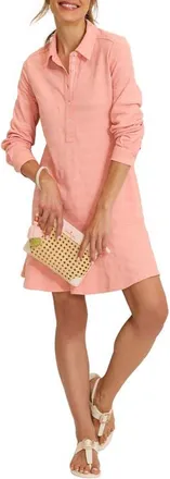Tommy Bahama Dot Jacquard Ruffle Hem Long Sleeve Dress in Coral Pink at Nordstrom, Size X-Large