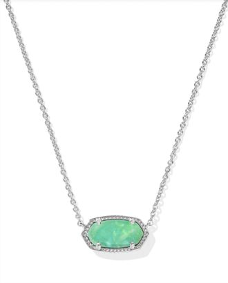 Kendra Scott Womens Elisa Pendant Necklace In Rhodium Mint Iridescent Abalone