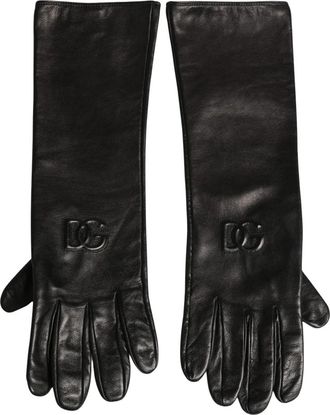 Dolce & Gabbana DG Logo Handschoenen met Reli&euml;f - Dames - Handschoenen - Zwart - ONE Size - Leer - Accessoires
