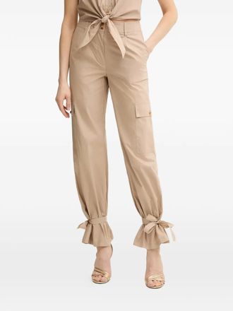 Guess Co tie-detail cargo trousers - women - Cotton - 46 - Neutrals