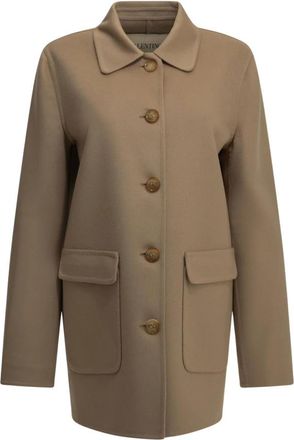 Valentino Vlogo Korte Jas - Dames - Mantel - Beige - M - Wol - Jassen