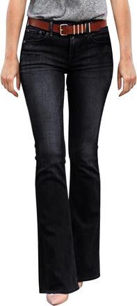 Generic Womens Flare Stretch Jeans Hipster Jeans Bootcut Flare Stretch Hipster Jeans Trousers Boyfriend Pants with Wide Leg Modern Flared Trousers Skinny Skin