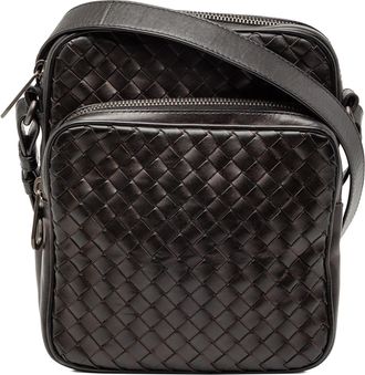 Bottega Veneta Womens Pre-owned Nappa Intrecciato Messenger Bag - Black Leather - One Size