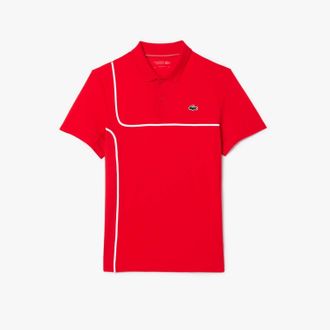 Lacoste Mens Tennis x Daniil Medvedev Regular-Fit Polo Shirt in Red - Size X-Large