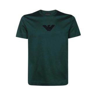 Emporio Armani Basis Donkergroene Unisex T-Shirt - Heren - T-shirts - Groen - S - Katoen - Tops
