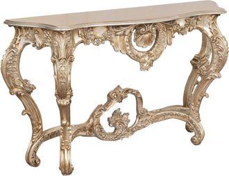 Biscottini International Biscottini - Mesa Consola De Madera Hoja De Plata Envejecida Made In Italy