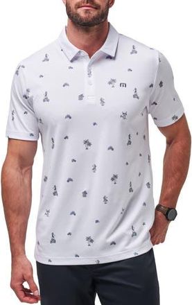 Travis Mathew Around the Island Tropical Print Polo in White at Nordstrom Rack, Size Medium