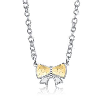 Rachel Glauber Two-Tone Graceful Bond Bow Necklace