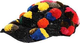Dolce & Gabbana Womens Multicolor Pom Poms Sequin Embellishment Hat
