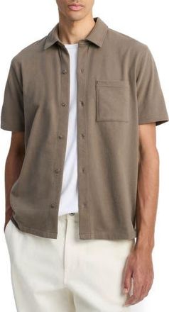 Vince Sueded Jersey Short Sleeve Button-Up Shirt in Dome at Nordstrom Rack, Size Xx-Large