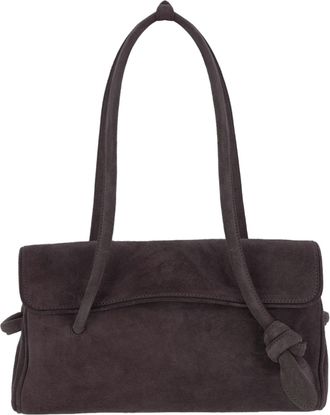 Jacquemus Brown Embossed Logo Suede Backpack