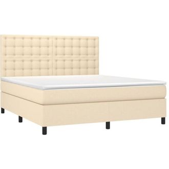 vidaXL Vidaxl - Cama Box Spring Colch&oacute;n Y Luces Led Tela Crema 160x200 Cm